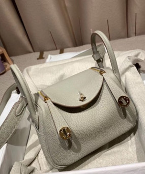 에르메스 미니 린디백19 나타 화이트 금장 끌레망스 가죽